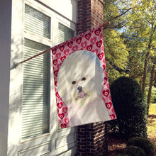 Load image into Gallery viewer, Bichon Frise Hearts Love and Valentine's Day Portrait Flag Canvas House Size
