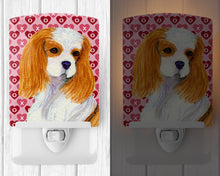 Load image into Gallery viewer, Cavalier Spaniel Hearts Love and Valentine's Day Portrait Ceramic Night Light SS4527CNL