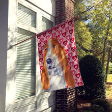 Load image into Gallery viewer, Basset Hound Hearts Love and Valentine's Day Portrait Flag Canvas House Size