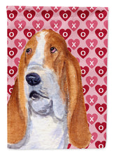 Load image into Gallery viewer, Basset Hound Hearts Love and Valentine's Day Portrait Flag Canvas House Size