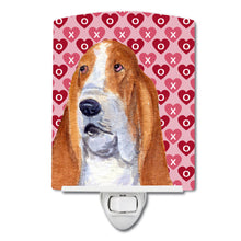 Load image into Gallery viewer, Basset Hound Hearts Love and Valentine's Day Portrait Ceramic Night Light SS4528CNL