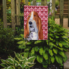 Load image into Gallery viewer, Basset Hound Hearts Love and Valentine's Day Portrait Garden Flag – Decorative Outdoor Yard Flag