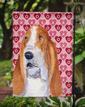 Load image into Gallery viewer, Basset Hound Hearts Love and Valentine's Day Portrait Garden Flag – Decorative Outdoor Yard Flag