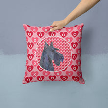 Load image into Gallery viewer, Scottish Terrier Hearts Love Valentine's Day Portrait Throw Pillow - 14x14 Decorative Pillow – Art for Your Home &amp; Patio SS4529PW1414