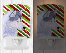 Load image into Gallery viewer, Siberian Husky Candy Cane Holiday Christmas Ceramic Night Light SS4533CNL