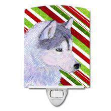 Load image into Gallery viewer, Siberian Husky Candy Cane Holiday Christmas Ceramic Night Light SS4533CNL