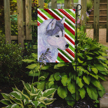 Load image into Gallery viewer, Siberian Husky Candy Cane Holiday Christmas Garden Flag – Decorative Outdoor Yard Flag