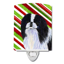 Load image into Gallery viewer, Japanese Chin Candy Cane Holiday Christmas Ceramic Night Light SS4536CNL