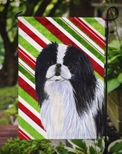 Load image into Gallery viewer, Japanese Chin Candy Cane Holiday Christmas Garden Flag – Decorative Outdoor Yard Flag