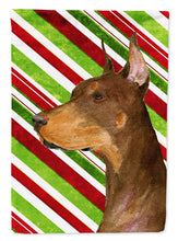 Load image into Gallery viewer, Doberman Candy Cane Holiday Christmas Flag Canvas House Size