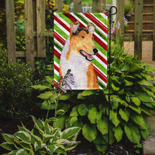 Load image into Gallery viewer, Collie Smooth Candy Cane Holiday Christmas Garden Flag – Decorative Outdoor Yard Flag