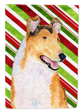 Load image into Gallery viewer, Collie Smooth Candy Cane Holiday Christmas Garden Flag – Decorative Outdoor Yard Flag