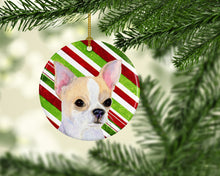 Load image into Gallery viewer, Chihuahua Candy Cane Holiday Christmas Ornament - Round Ceramic Ornament – Artist-Designed Keepsake Decoration SS4543
