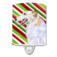Load image into Gallery viewer, Borzoi Candy Cane Holiday Christmas Ceramic Night Light SS4544CNL