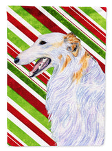 Load image into Gallery viewer, Borzoi Candy Cane Holiday Christmas Garden Flag – Decorative Outdoor Yard Flag