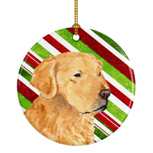Load image into Gallery viewer, Golden Retriever Candy Cane Holiday Christmas Ornament - Round Ceramic Ornament – Artist-Designed Keepsake Decoration SS4545