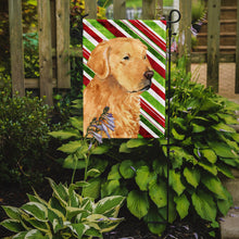 Load image into Gallery viewer, Golden Retriever Candy Cane Holiday Christmas Garden Flag – Decorative Outdoor Yard Flag