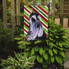 Load image into Gallery viewer, Schnauzer Candy Cane Holiday Christmas Garden Flag – Decorative Outdoor Yard Flag