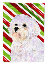 Load image into Gallery viewer, Maltese Candy Cane Holiday Christmas Flag Canvas House Size