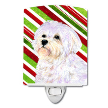 Load image into Gallery viewer, Maltese Candy Cane Holiday Christmas Ceramic Night Light SS4550CNL