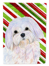 Load image into Gallery viewer, Maltese Candy Cane Holiday Christmas Flag Canvas House Size