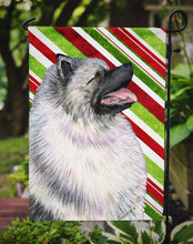 Load image into Gallery viewer, Keeshond Candy Cane Holiday Christmas Garden Flag – Decorative Outdoor Yard Flag