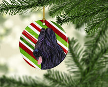Load image into Gallery viewer, Briard Candy Cane Holiday Christmas Ornament - Round Ceramic Ornament – Artist-Designed Keepsake Decoration SS4558