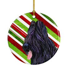 Load image into Gallery viewer, Briard Candy Cane Holiday Christmas Ornament - Round Ceramic Ornament – Artist-Designed Keepsake Decoration SS4558