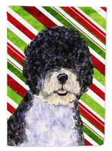 Load image into Gallery viewer, Portuguese Water Dog Candy Cane Holiday Christmas Flag Canvas House Size