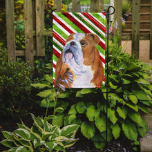 Load image into Gallery viewer, Bulldog English Candy Cane Holiday Christmas Garden Flag – Decorative Outdoor Yard Flag