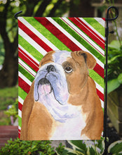 Load image into Gallery viewer, Bulldog English Candy Cane Holiday Christmas Garden Flag – Decorative Outdoor Yard Flag