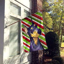Load image into Gallery viewer, Doberman Candy Cane Holiday Christmas Flag Canvas House Size