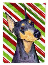 Load image into Gallery viewer, Doberman Candy Cane Holiday Christmas Flag Canvas House Size
