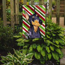 Load image into Gallery viewer, Doberman Candy Cane Holiday Christmas Garden Flag – Decorative Outdoor Yard Flag