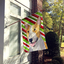 Load image into Gallery viewer, Bull Terrier Candy Cane Holiday Christmas Flag Canvas House Size