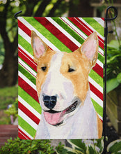 Load image into Gallery viewer, Bull Terrier Candy Cane Holiday Christmas Garden Flag – Decorative Outdoor Yard Flag
