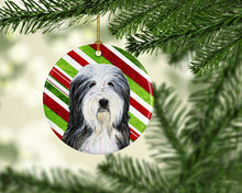 Load image into Gallery viewer, Bearded Collie Candy Cane Holiday Christmas Ornament - Round Ceramic Ornament – Artist-Designed Keepsake Decoration SS4566