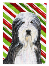 Load image into Gallery viewer, Bearded Collie Candy Cane Holiday Christmas Flag Canvas House Size