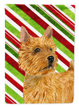 Load image into Gallery viewer, Norwich Terrier Candy Cane Holiday Christmas Flag Canvas House Size