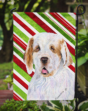 Load image into Gallery viewer, Clumber Spaniel Candy Cane Holiday Christmas Garden Flag – Decorative Outdoor Yard Flag