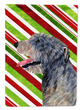 Load image into Gallery viewer, Irish Wolfhound Candy Cane Holiday Christmas Flag Canvas House Size