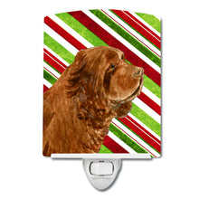 Load image into Gallery viewer, Sussex Spaniel Candy Cane Holiday Christmas Ceramic Night Light SS4579CNL