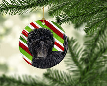 Load image into Gallery viewer, Affenpinscher Candy Cane Holiday Christmas Ornament - Round Ceramic Ornament – Artist-Designed Keepsake Decoration SS4580
