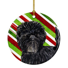 Load image into Gallery viewer, Affenpinscher Candy Cane Holiday Christmas Ornament - Round Ceramic Ornament – Artist-Designed Keepsake Decoration SS4580