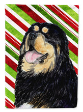 Load image into Gallery viewer, Tibetan Mastiff Candy Cane Holiday Christmas Garden Flag – Decorative Outdoor Yard Flag
