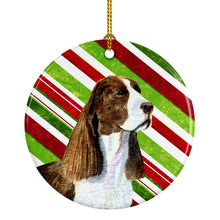 Load image into Gallery viewer, Springer Spaniel Candy Cane Holiday Christmas Ornament - Round Ceramic Ornament – Artist-Designed Keepsake Decoration SS4582