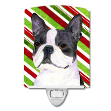 Load image into Gallery viewer, Boston Terrier Candy Cane Holiday Christmas Ceramic Night Light SS4585CNL