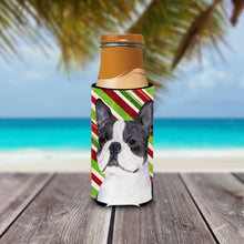 Load image into Gallery viewer, Boston Terrier Candy Cane Holiday Christmas Slim Can Hugger – Fun &amp; Functional Drink Coolers SS4585MUK