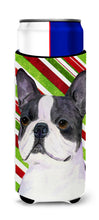 Load image into Gallery viewer, Boston Terrier Candy Cane Holiday Christmas Slim Can Hugger – Fun &amp; Functional Drink Coolers SS4585MUK