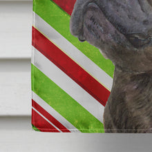 Load image into Gallery viewer, French Bulldog Candy Cane Holiday Christmas Flag Canvas House Size